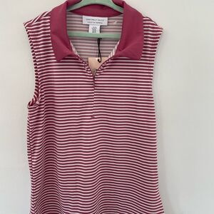 Sincerely Jules Woman's Pink Active Wear Sleeveless Polo Striped Golf Top xsmall